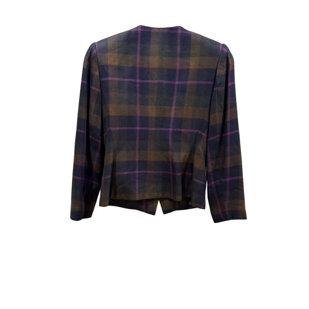 Le Suit‎ Plaid Blazer tartan purple plaid Size 4P